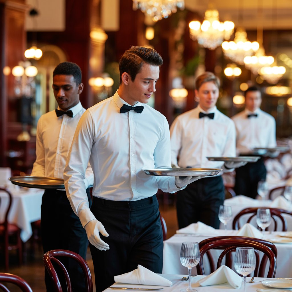 Eleva la imagen de tu restaurante con uniformes para mozos y camareros profesionales. Camisas, chalecos y delantales de peto que combinan elegancia y comodidad. El mejor vestuario de hostelería personalizado.